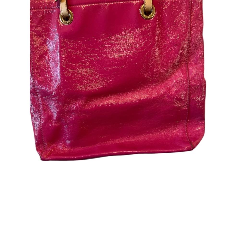 MICHAEL KORS Leather Fuchsia Pink Gold Interior Open Mid Size Shoulder Bag Purse - Picture 6 of 12